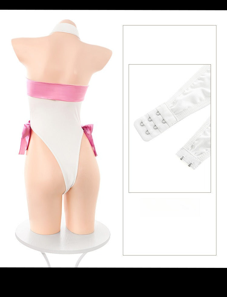 Sexy Cat Girl Anime Cosplay Open Crotch Bodysuit Lingerie Set