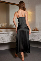 Ice Silk Strappy High Slit Maxi Sexy Sleep Dress