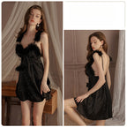 Feather Glitter Coquette Slip Robe Set