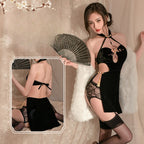 Plum Blossom Embroidery High-Slit Cheongsam Lingerie