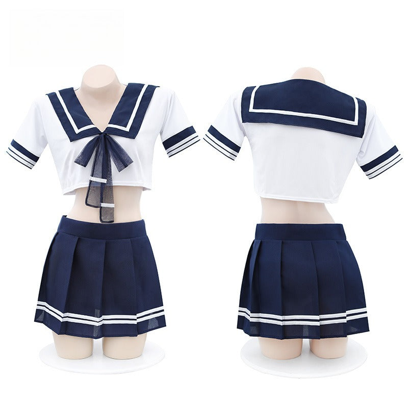 Innocent Waist-Cropped Student Uniform Lingerie